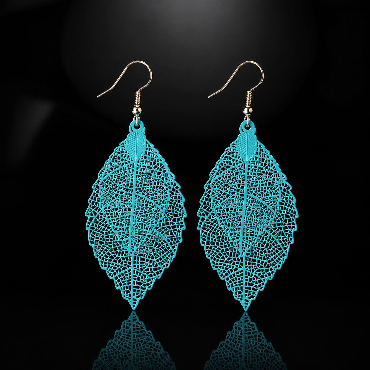 Sky Blue Layered  Leaf Earrings