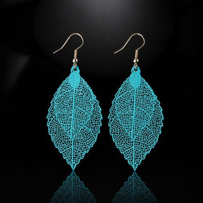Sky Blue Layered  Leaf Earrings