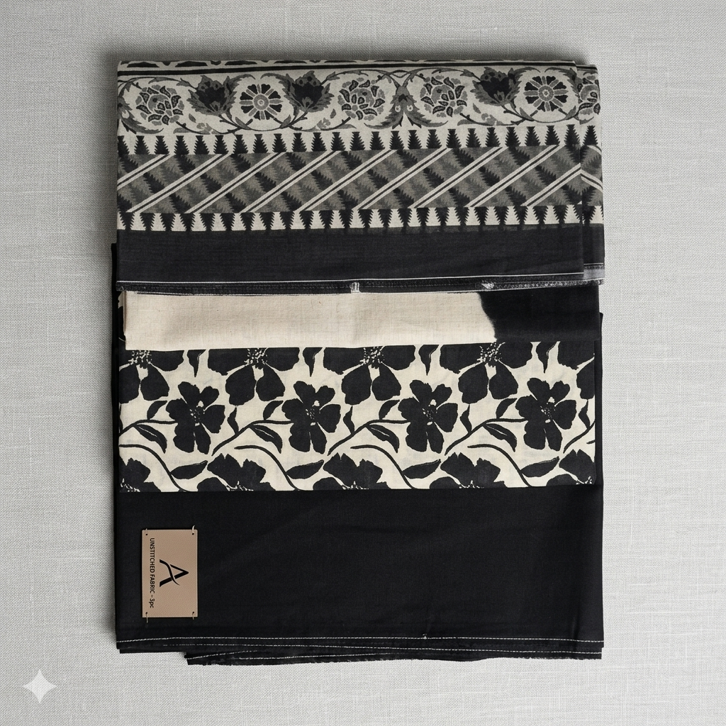 Regalia Black & White Vol 3 Premium Unstitched 3 Piece Lawn Suit – Luxury Block Floral Eid Collection