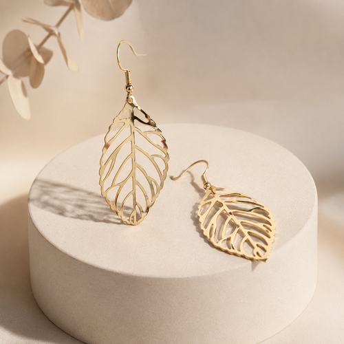 Filigree Gold Leaf Dangle Earrings