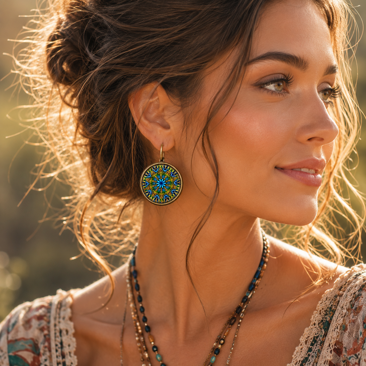 Antique Bronze Mandala Earrings