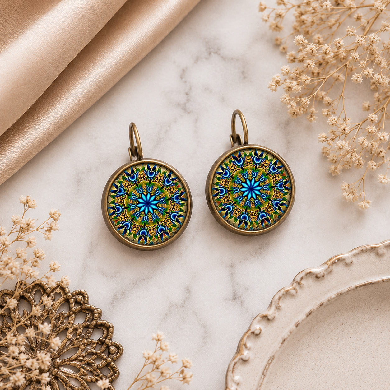 Antique Bronze Mandala Earrings