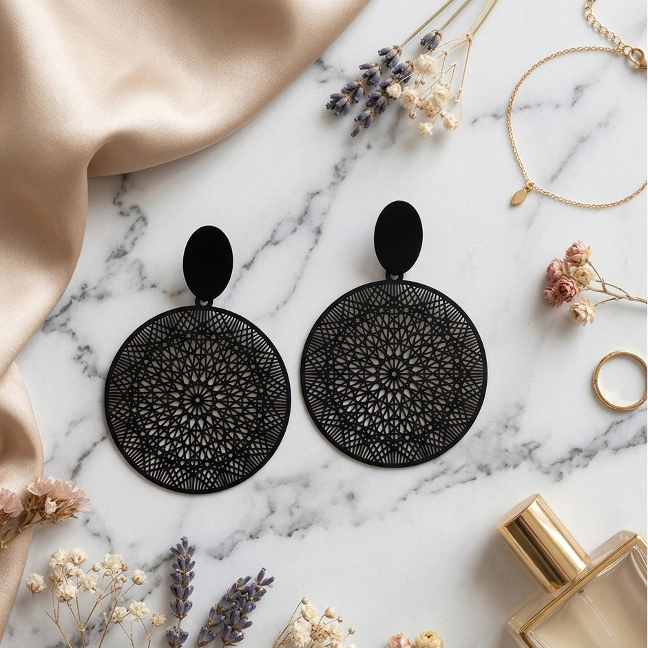Noir Lace Statement Earrings