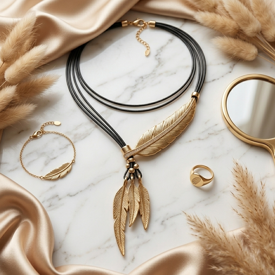 Aurum Aeternal Gold Feather Necklace