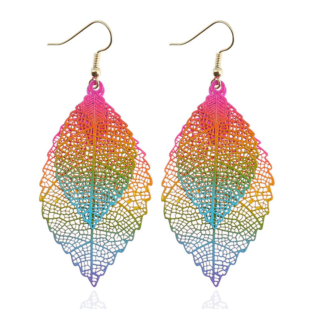 Rainbow Layered  Leaf Earrings