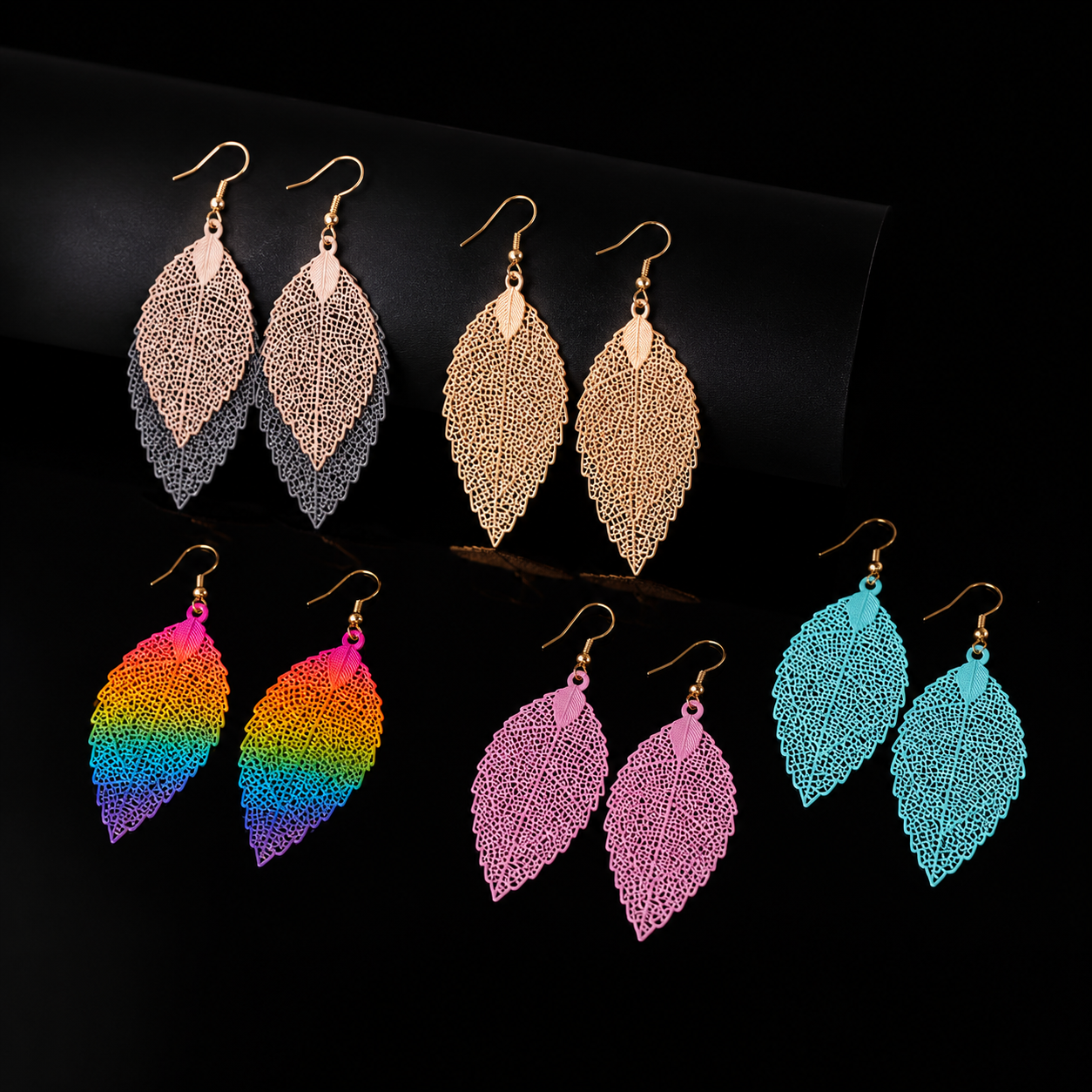 Multi Layered Filigree Leaf Earrings