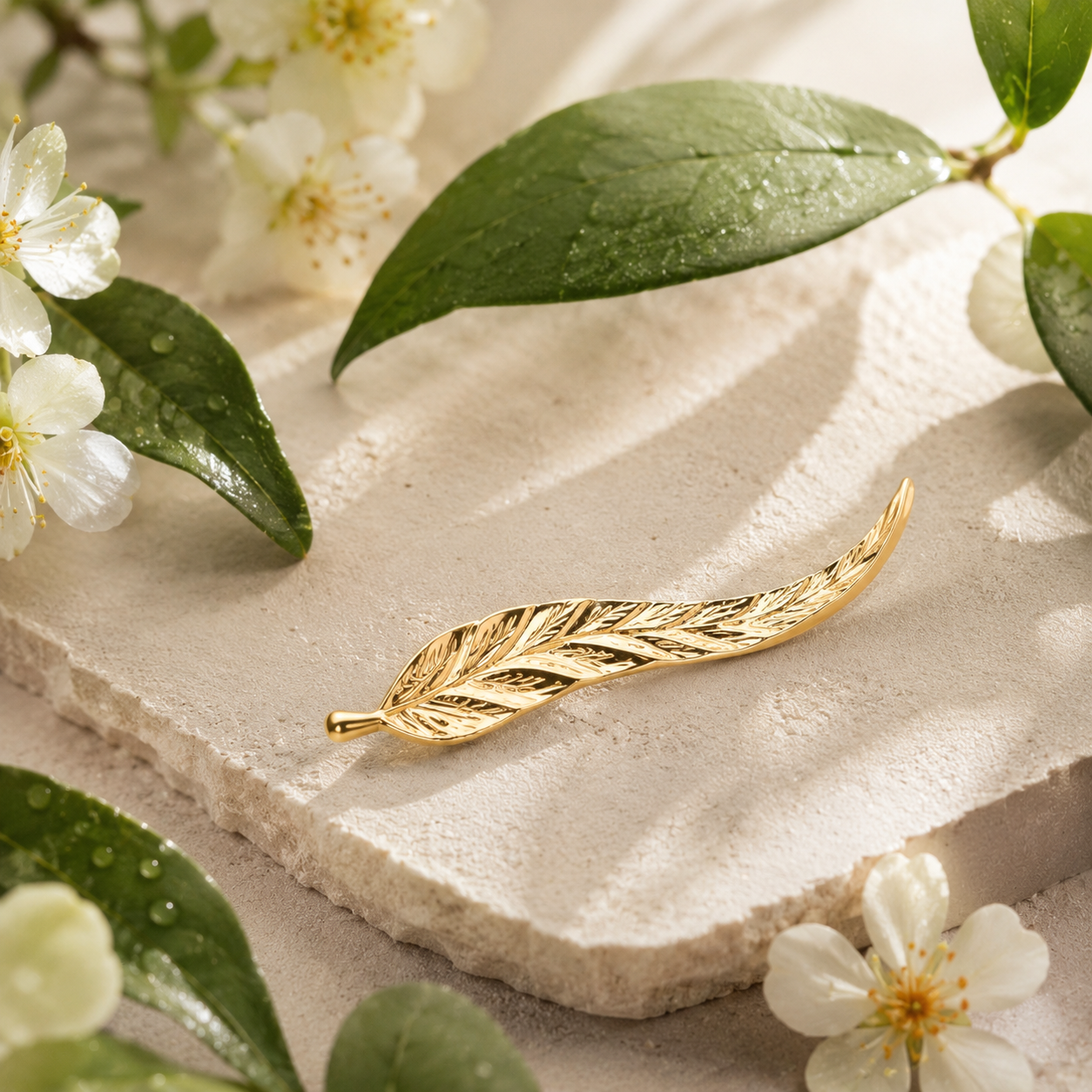 Delicate Rose Gold Leaf Ear Climbers