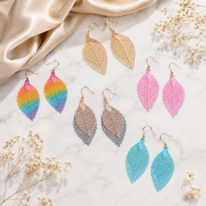 Multi Layered Filigree Leaf Earrings