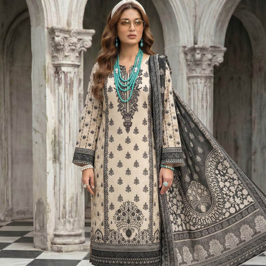 Lajwana Luxury Unstitched 3 Piece Lawn Suit