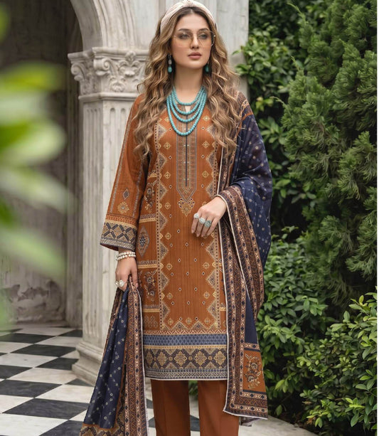 Lajwana Luxury Unstitched 3 Piece Lawn Suit